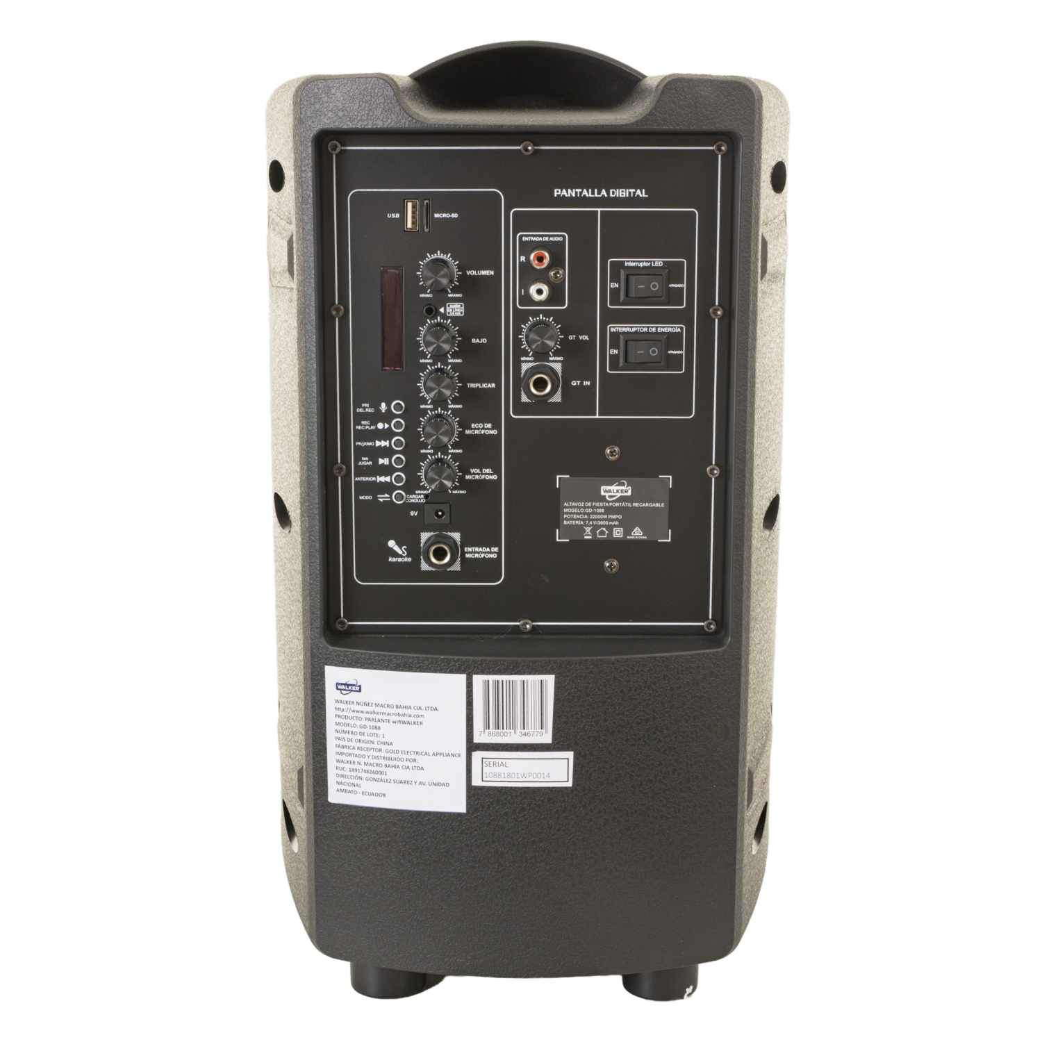 Parlante Amplificador Portátil Modelo GD-1088 WALKER 8′