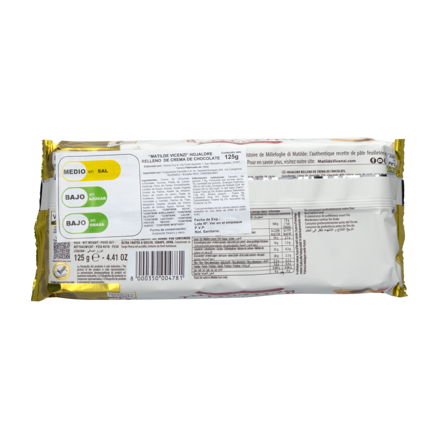 Galleta Hojaldre Relleno De Chocolate MATILDE VICENZI 125 g