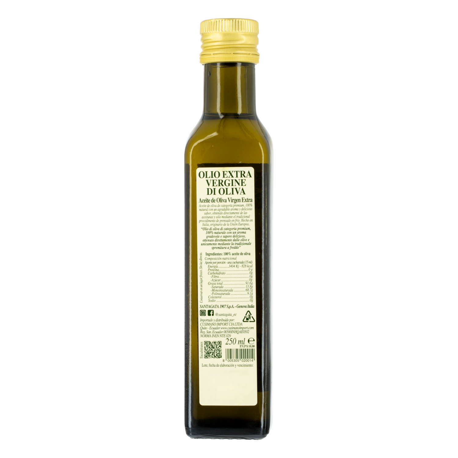 Aceite De Oliva Extra Virgen SANTAGATA 250 Ml