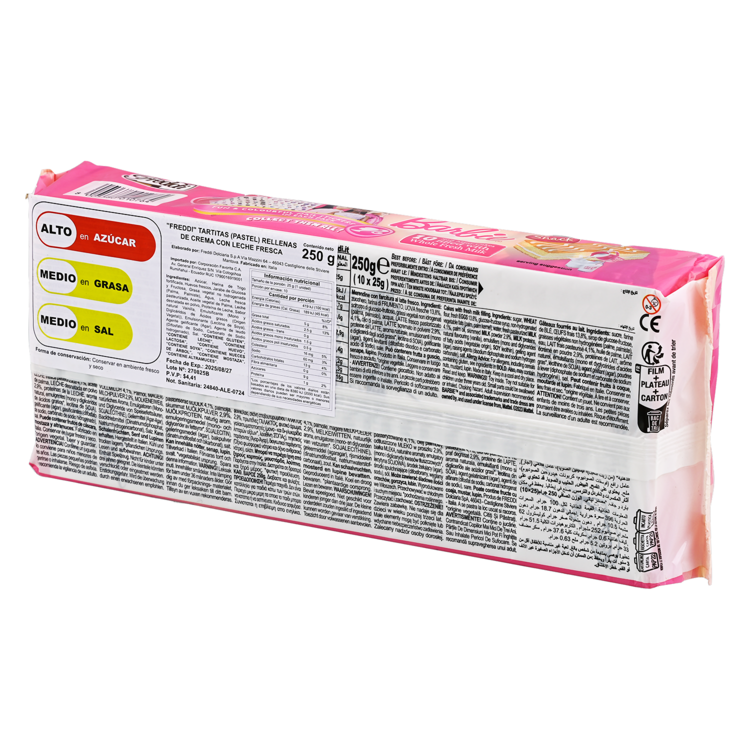 Tartita Barbie Relleno De Leche Fresca Entera FREDDI 250 G