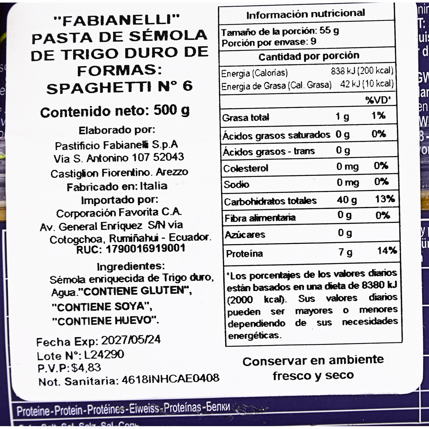 Espagueti Largo FABIANELLI 500 G