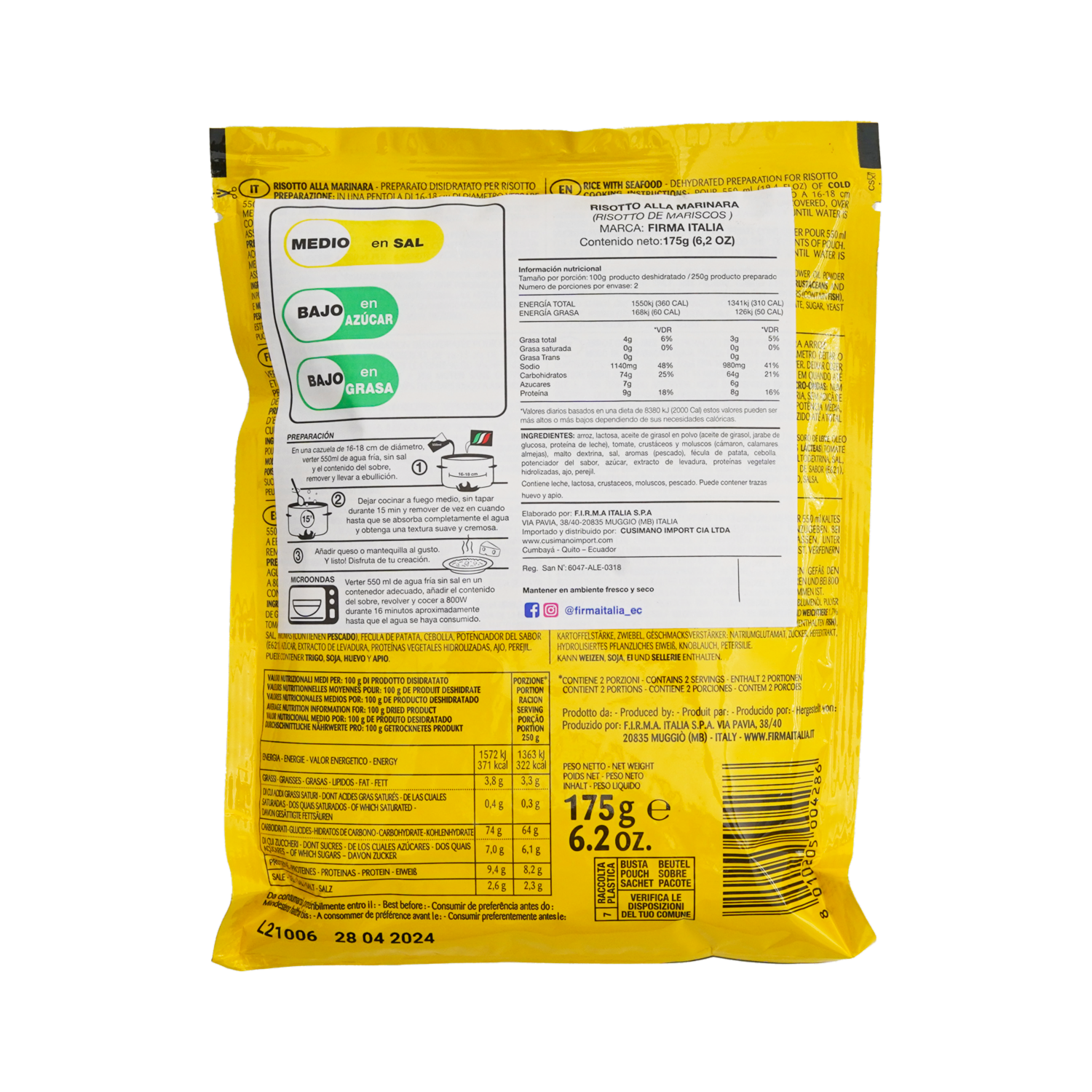 Risotto Alla Mariano De Mariscos FIRMA ITALIA 175 G