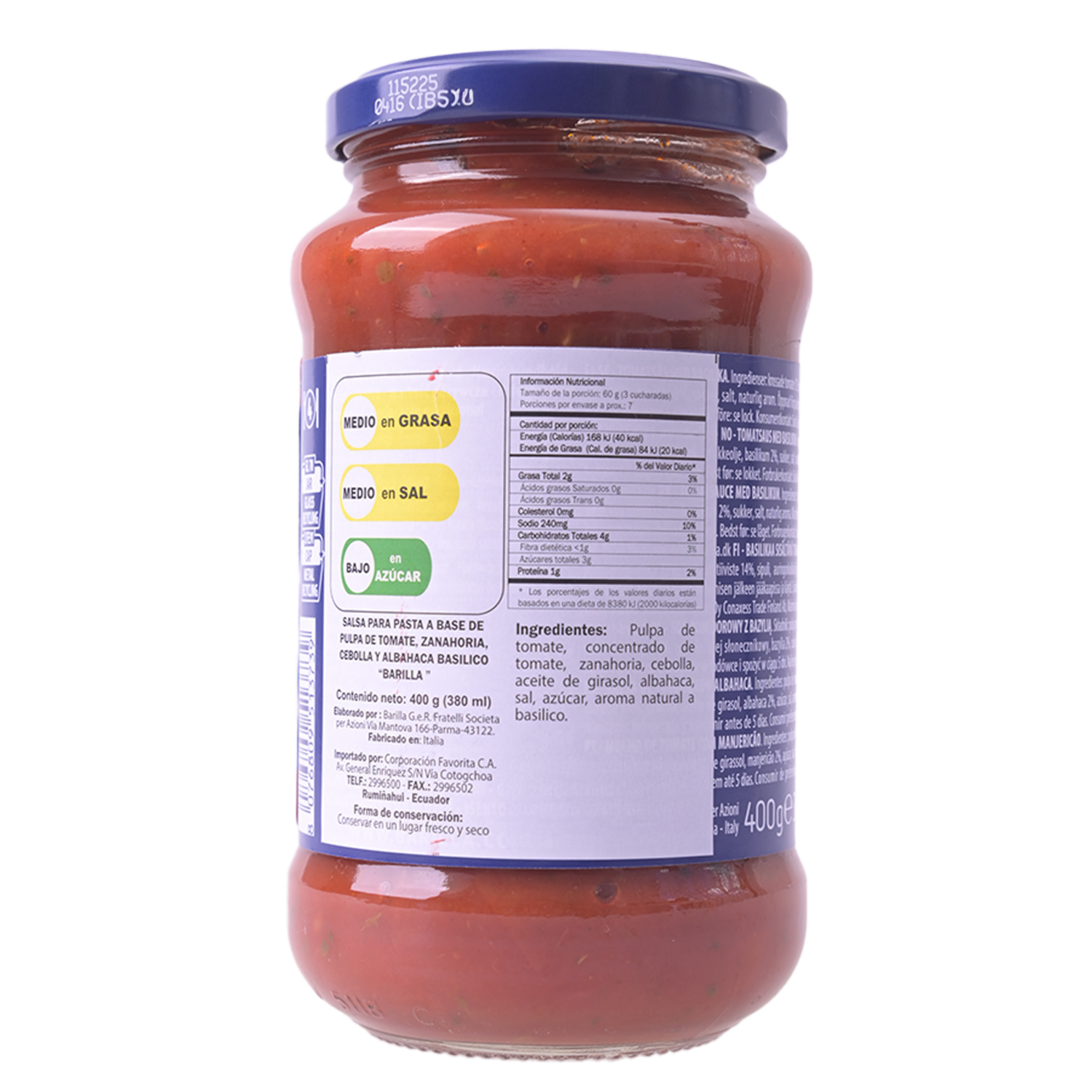 Salsa Basilico Albahaca BARILLA Botella