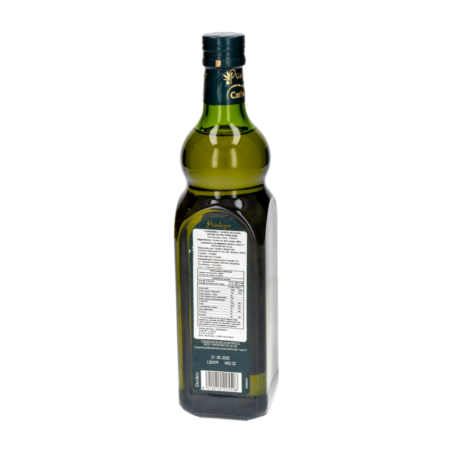 Aceite De Oliva Extra Virgen Privilegio CARBONELL 750 Ml