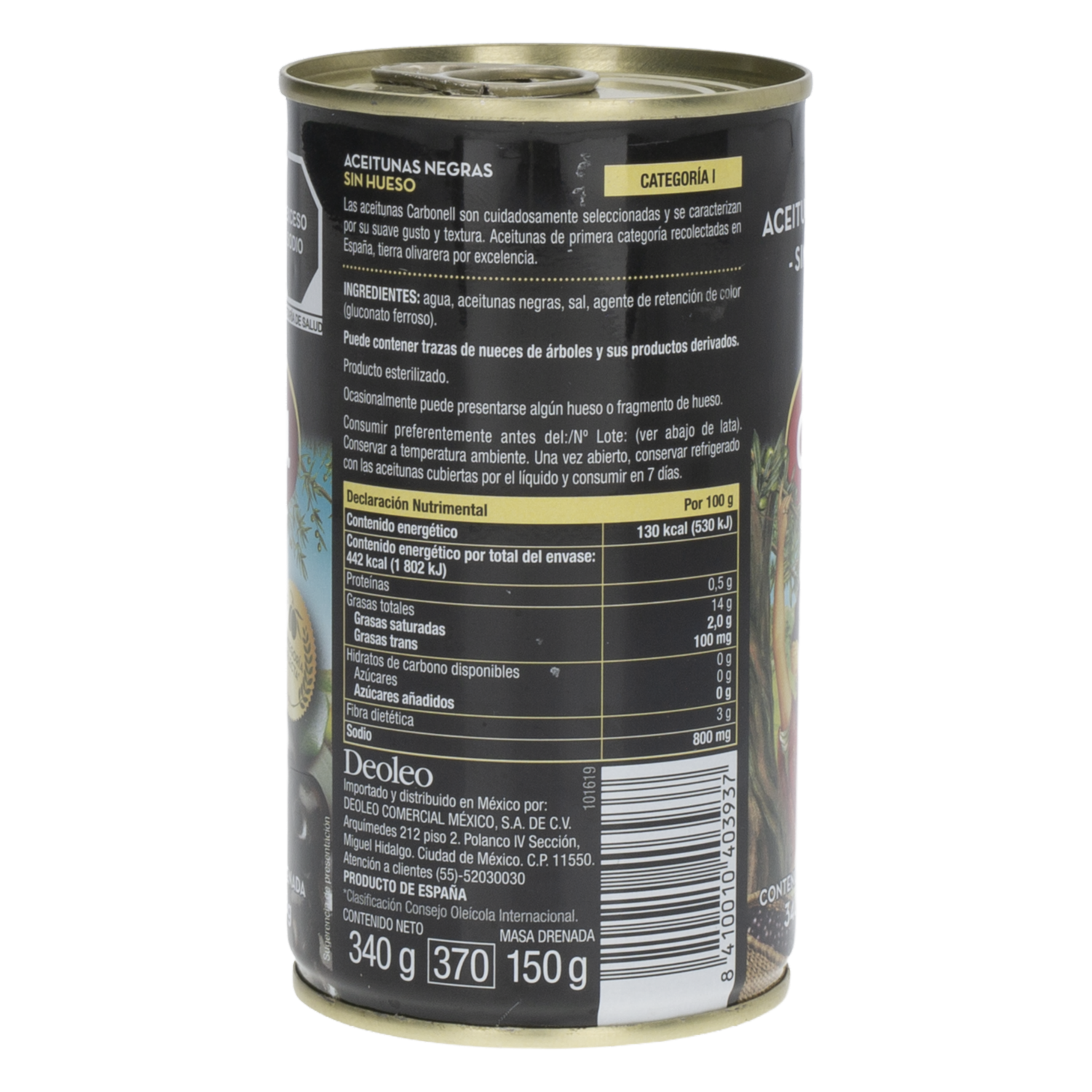 Aceitunas Negras Deshuesadas CARBONELL 340 G