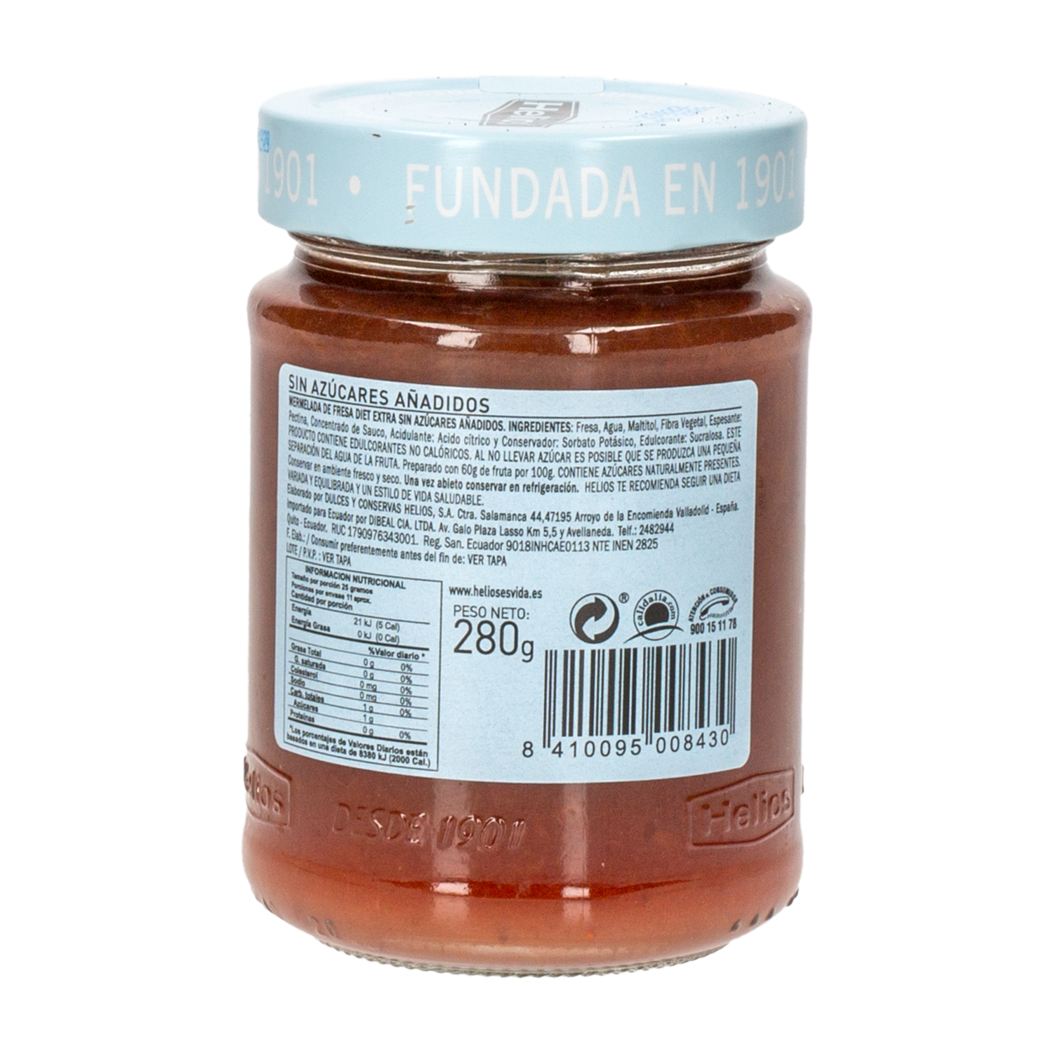 Mermelada De Fresa Sin Azúcar HELIOS 280 G