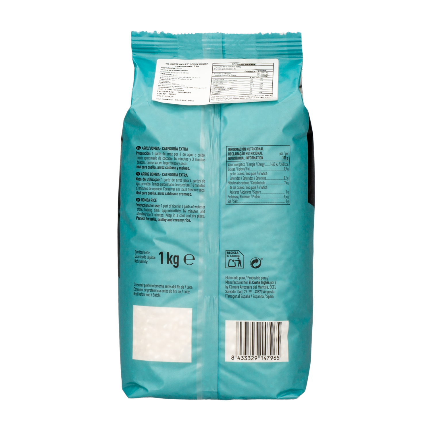 Arroz Bomba EL CORTE INGLÉS 1000 G