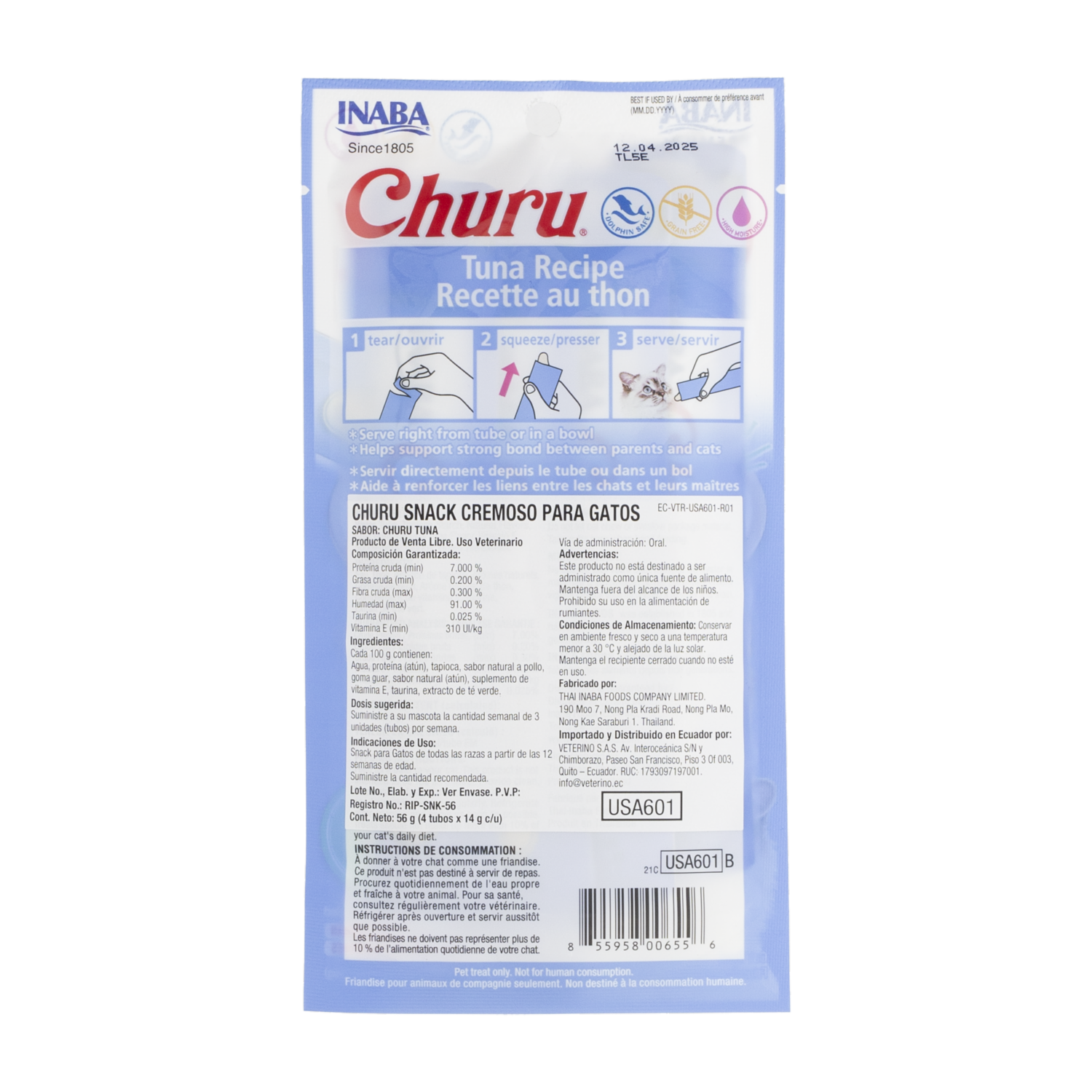 Snack Para Gatos Sabor Atún CHURU 56 G