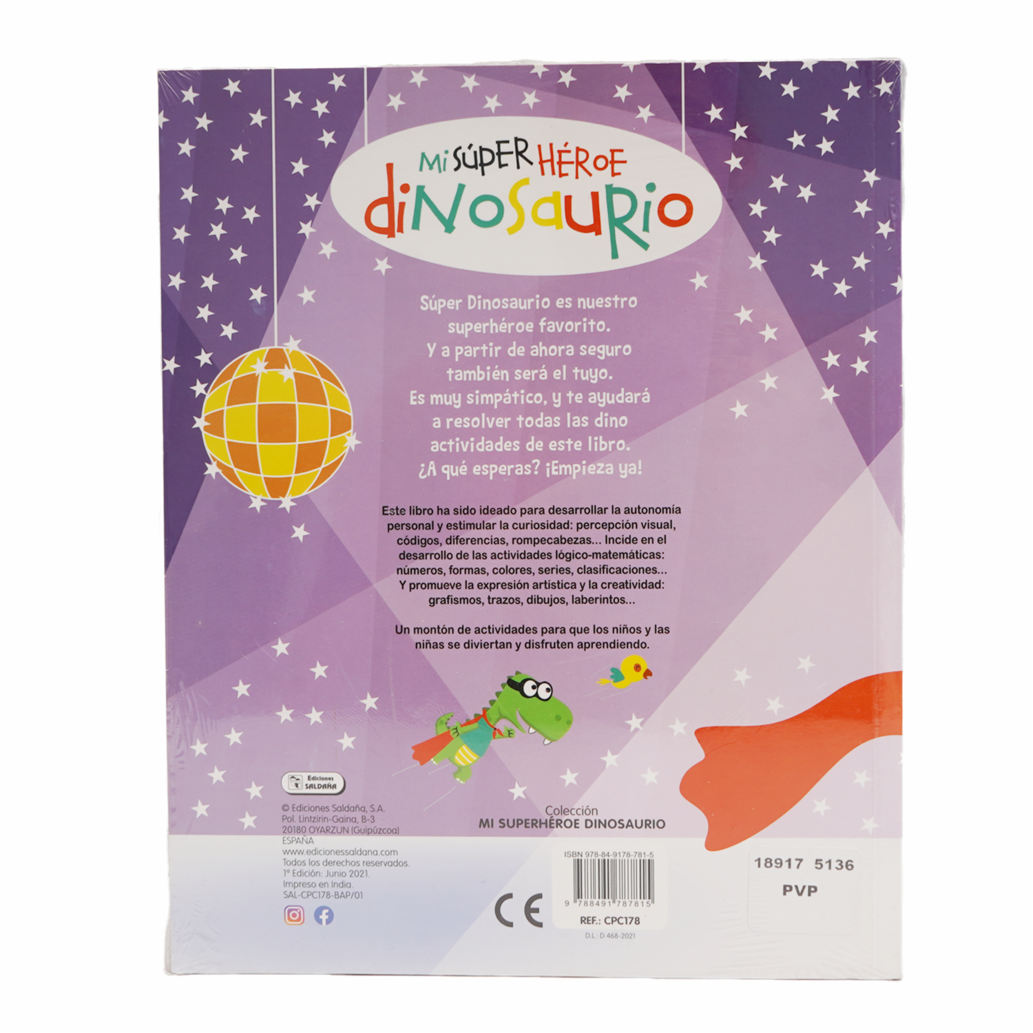 Libro Mi Súper Héroe Dinosaurio 4-5 Años SALDAÑA 45 Páginas