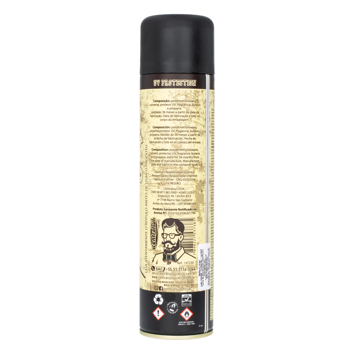 Silicona Perfumada Para Auto Con Protección UV Retro CENTRALSUL Aerosol 400 Ml