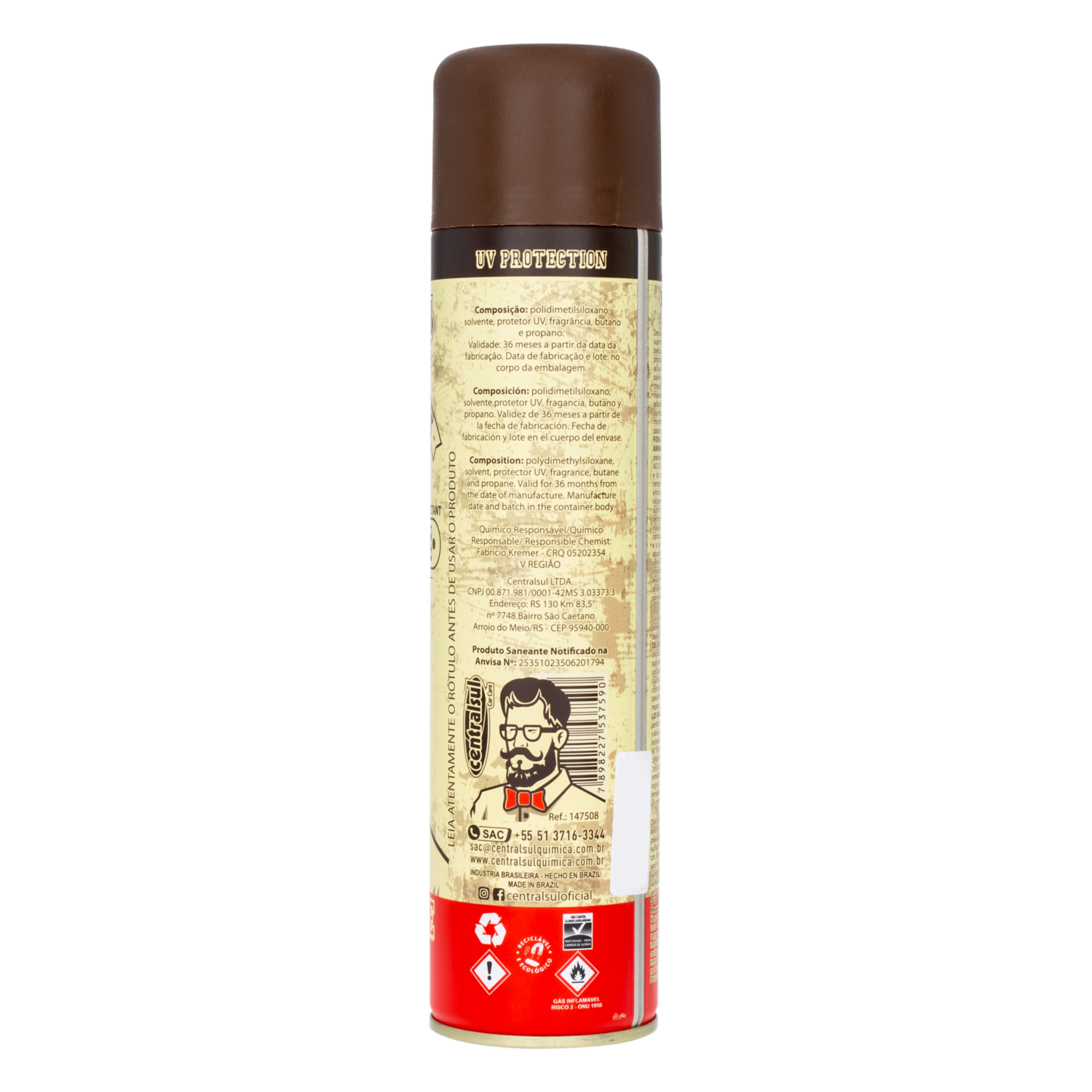 Silicona Perfumada Para Auto Con Protección UV Vintage CENTRALSUL Aerosol 400 Ml
