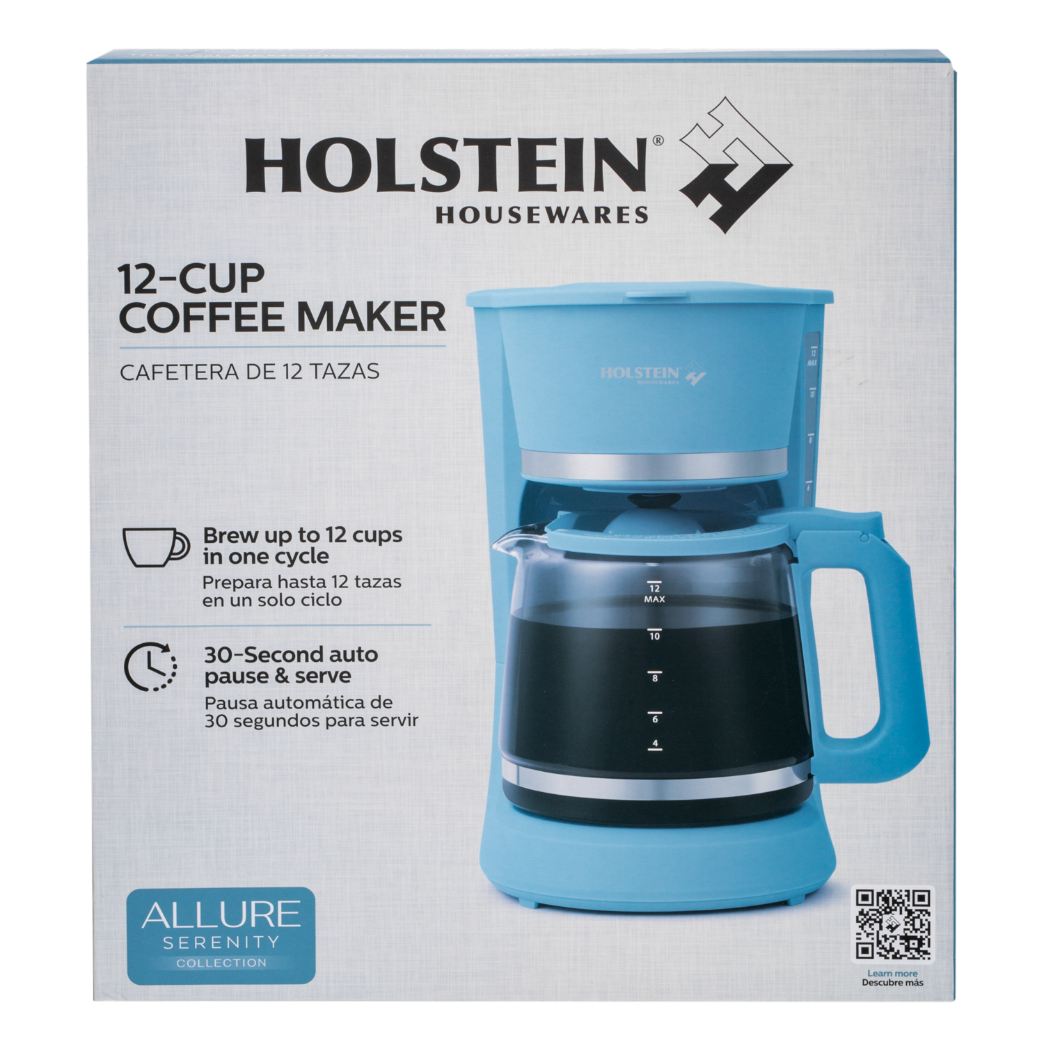 Cafetera Colección Allure Serenity Celeste HOLSTEIN 12 Tazas