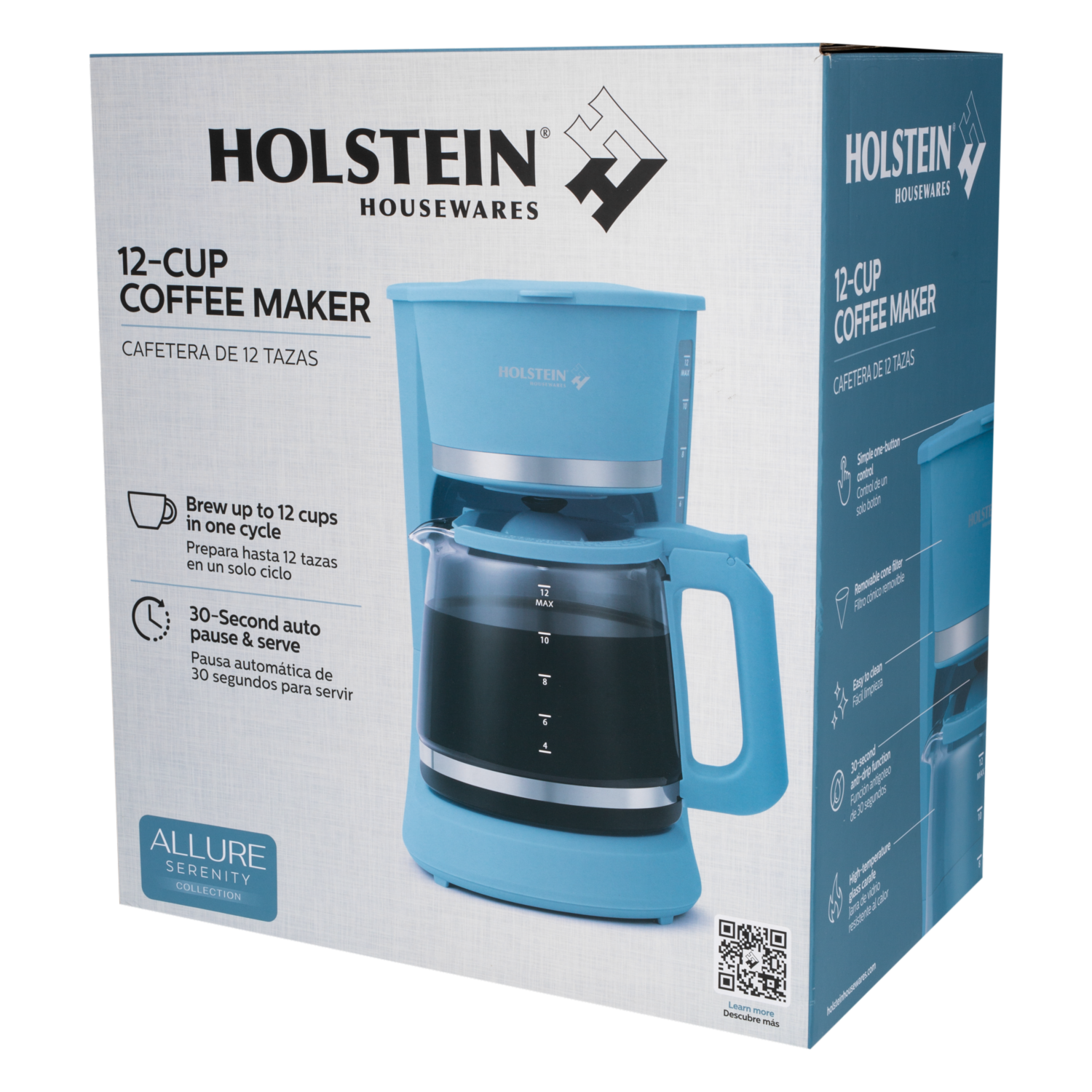 Cafetera Colección Allure Serenity Celeste HOLSTEIN 12 Tazas