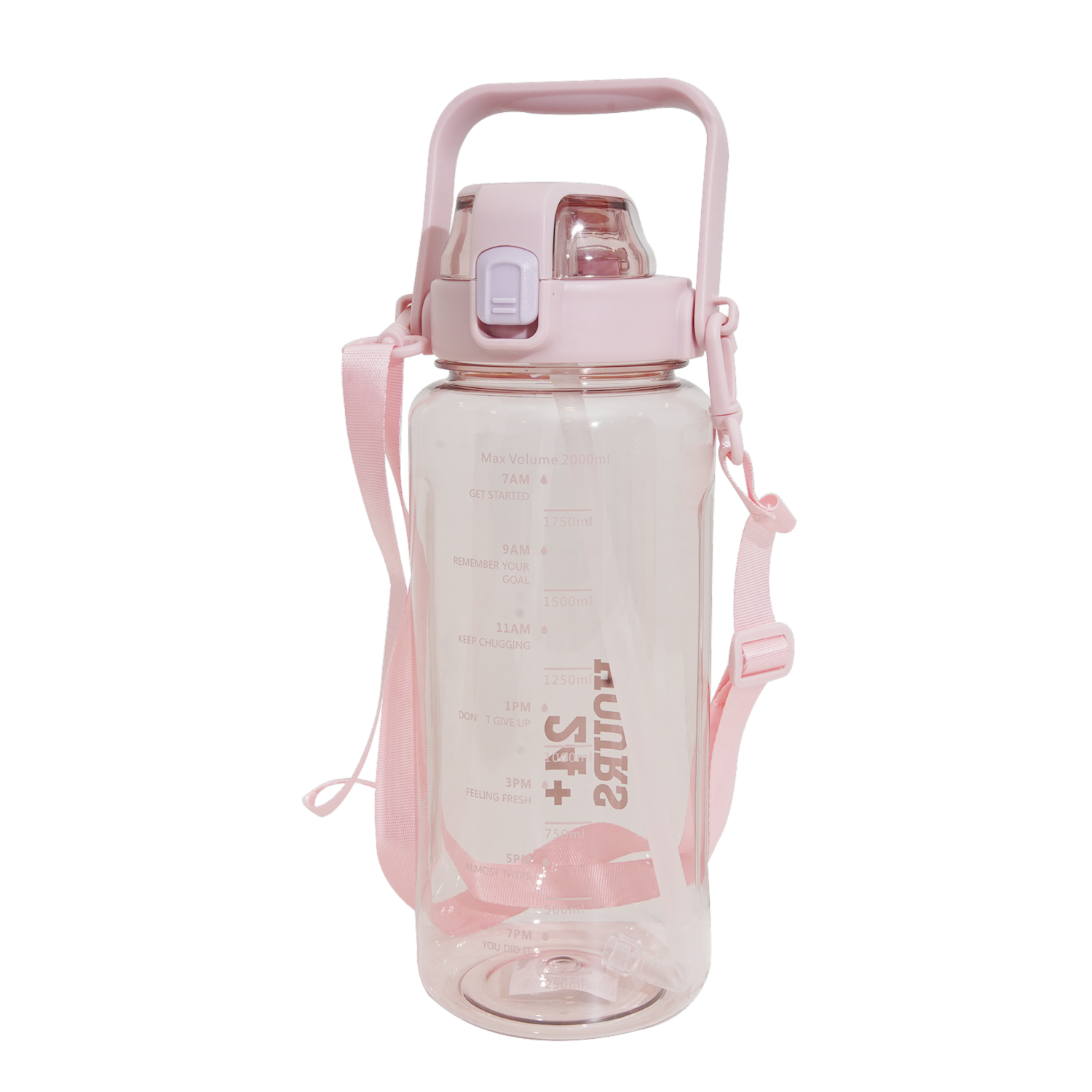 Tomatodo Rosado Con Agarradera Y Correa FREE HOME 2000 Ml