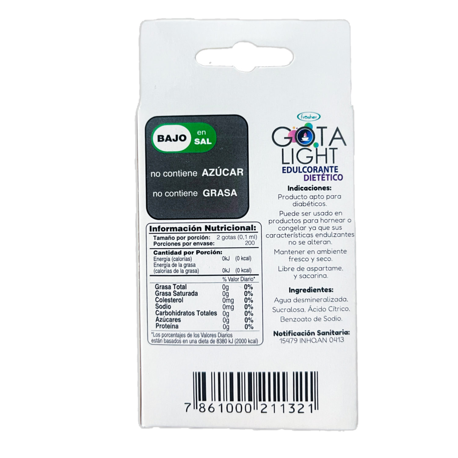 Edulcorante No Calórico Dietético GOTA LIGHT 400 Gotas 20 Ml