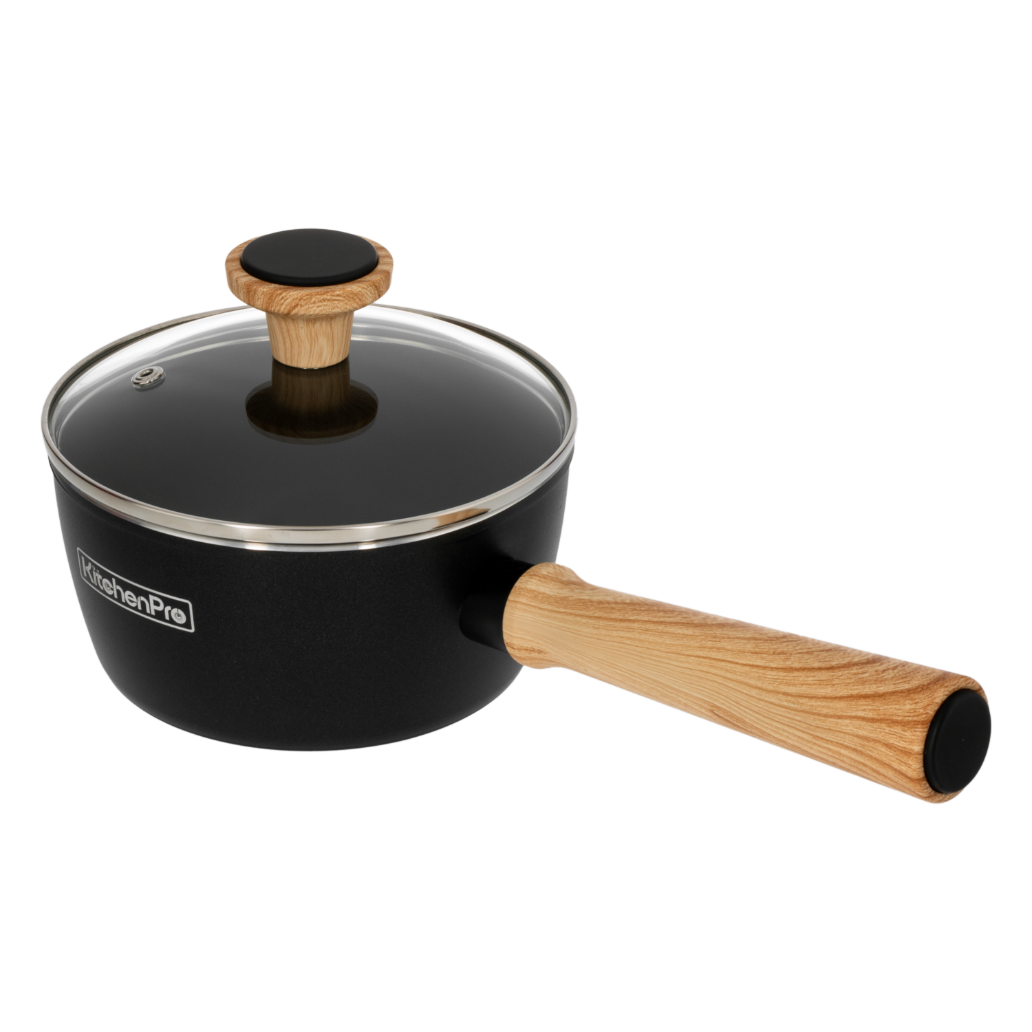 Perol De Inducción Negro Con Tapa KITCHENPRO 16 Cm