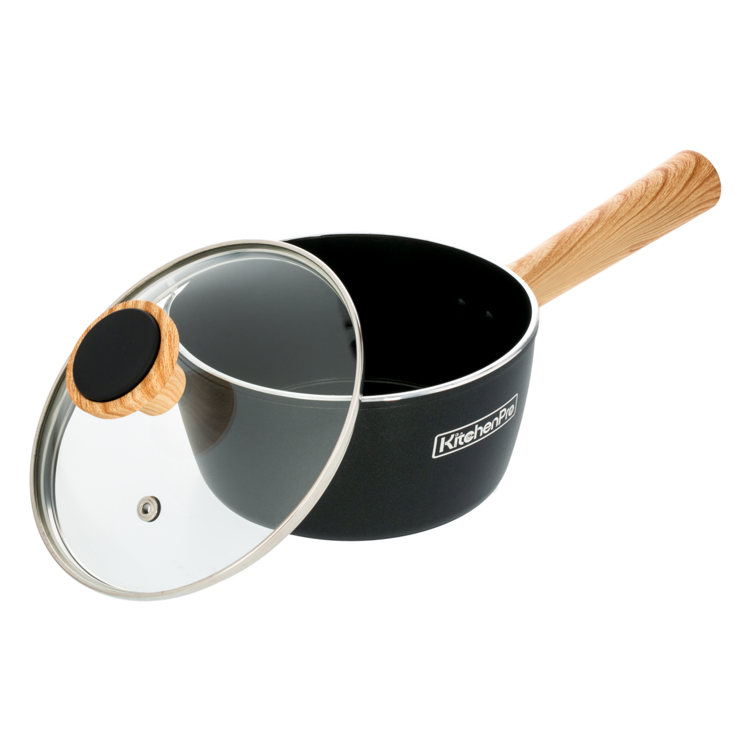 Perol De Inducción Negro Con Tapa KITCHENPRO 16 Cm