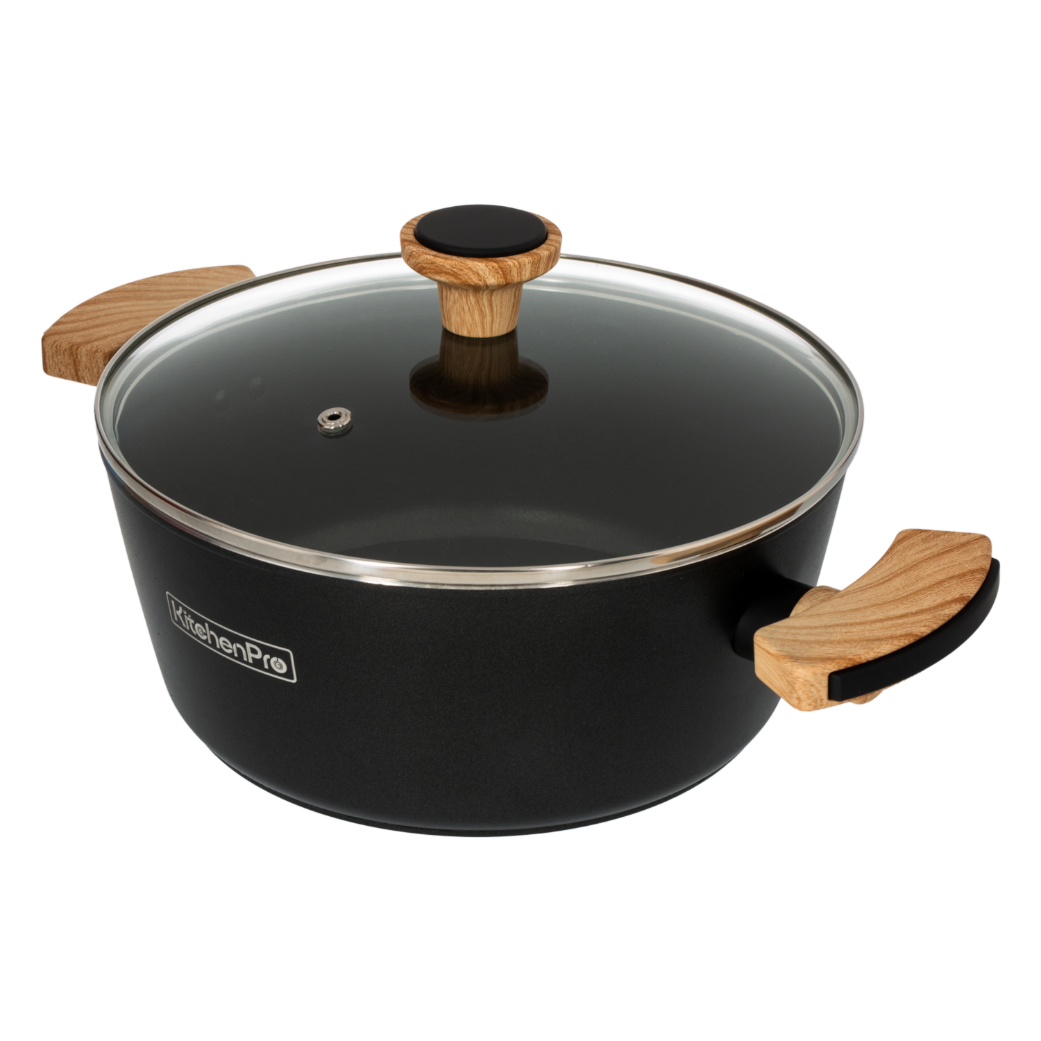 Olla De Inducción Negra Con Tapa KITCHENPRO 24 Cm