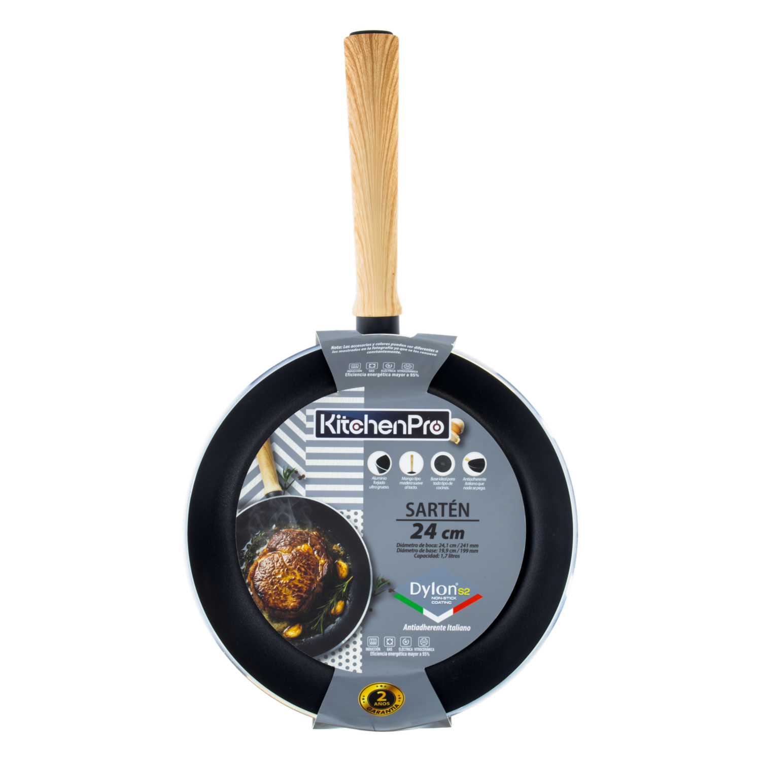 Sarten De Inducción Negro KITCHENPRO 24 Cm