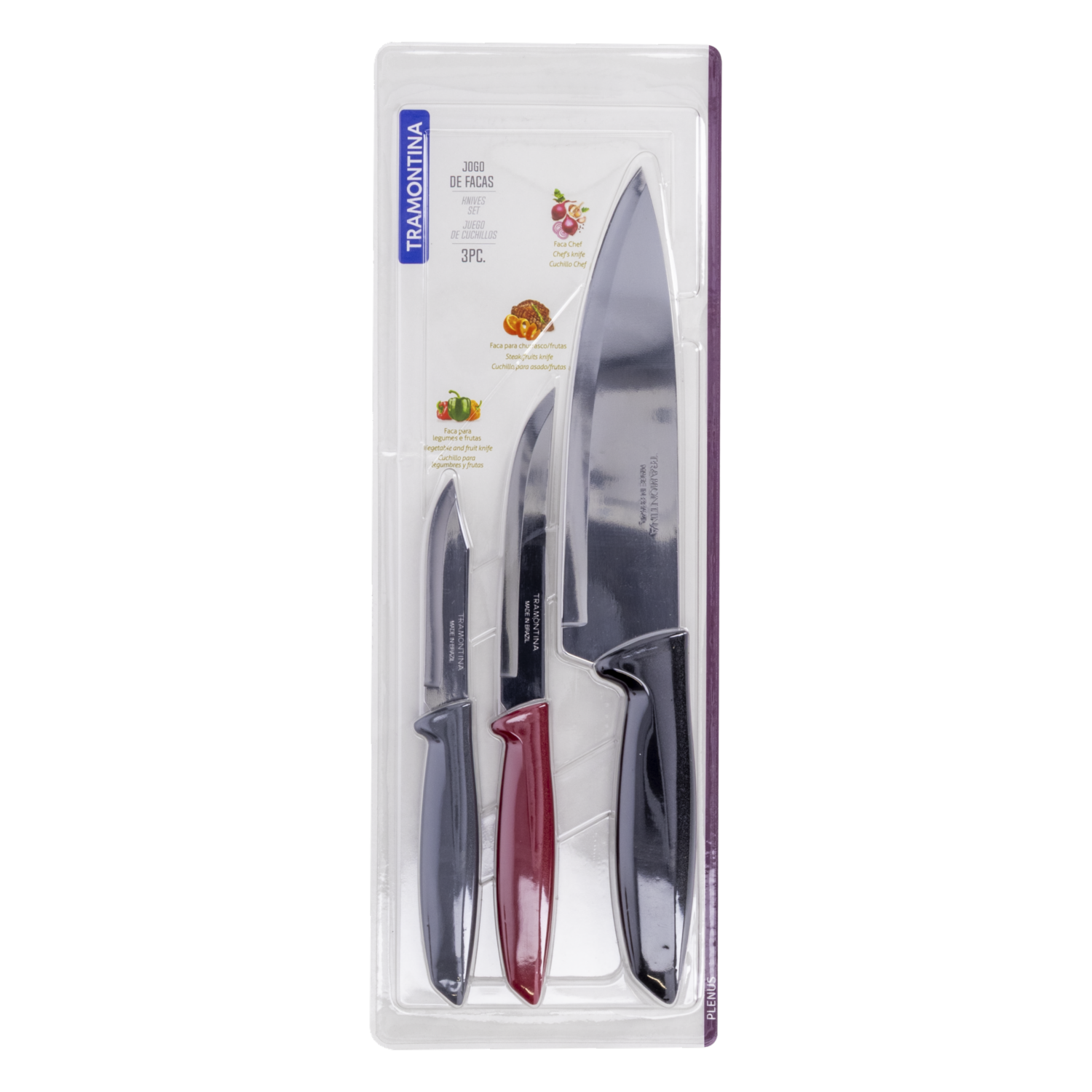 Set De Cuchillos Línea Plenus Varios Colores TRAMONTINA 3 Piezas