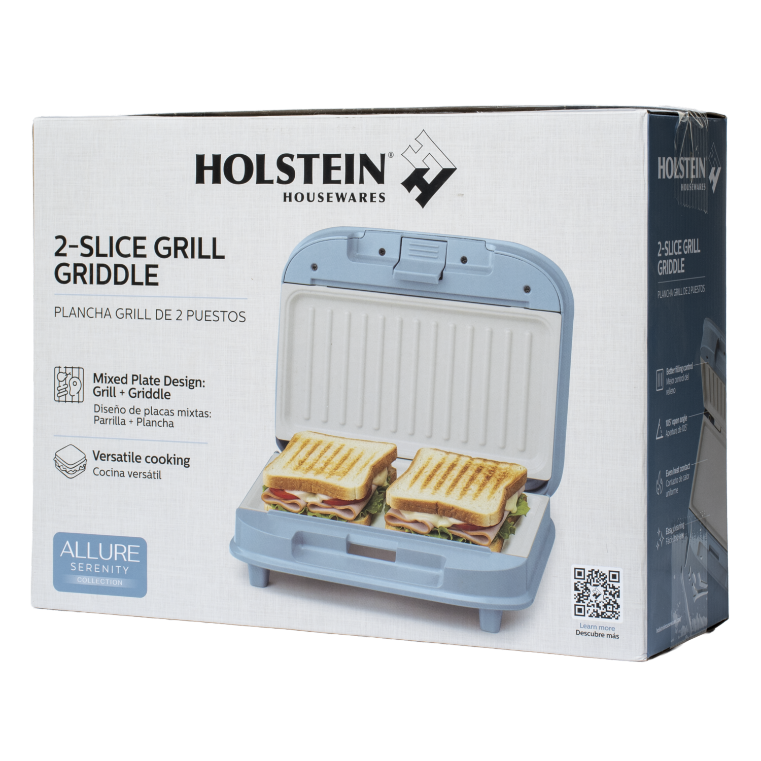 Sanduchera Panini Grill De 2 Puestos Que Abre 180 Grados HOLSTEIN 2 Puestos