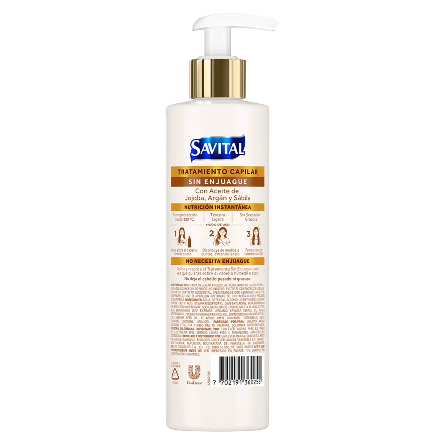Tratamiento De Cabello Nutrición Y Brillo Con Aceite De Jojoba SAVITAL 270 Ml