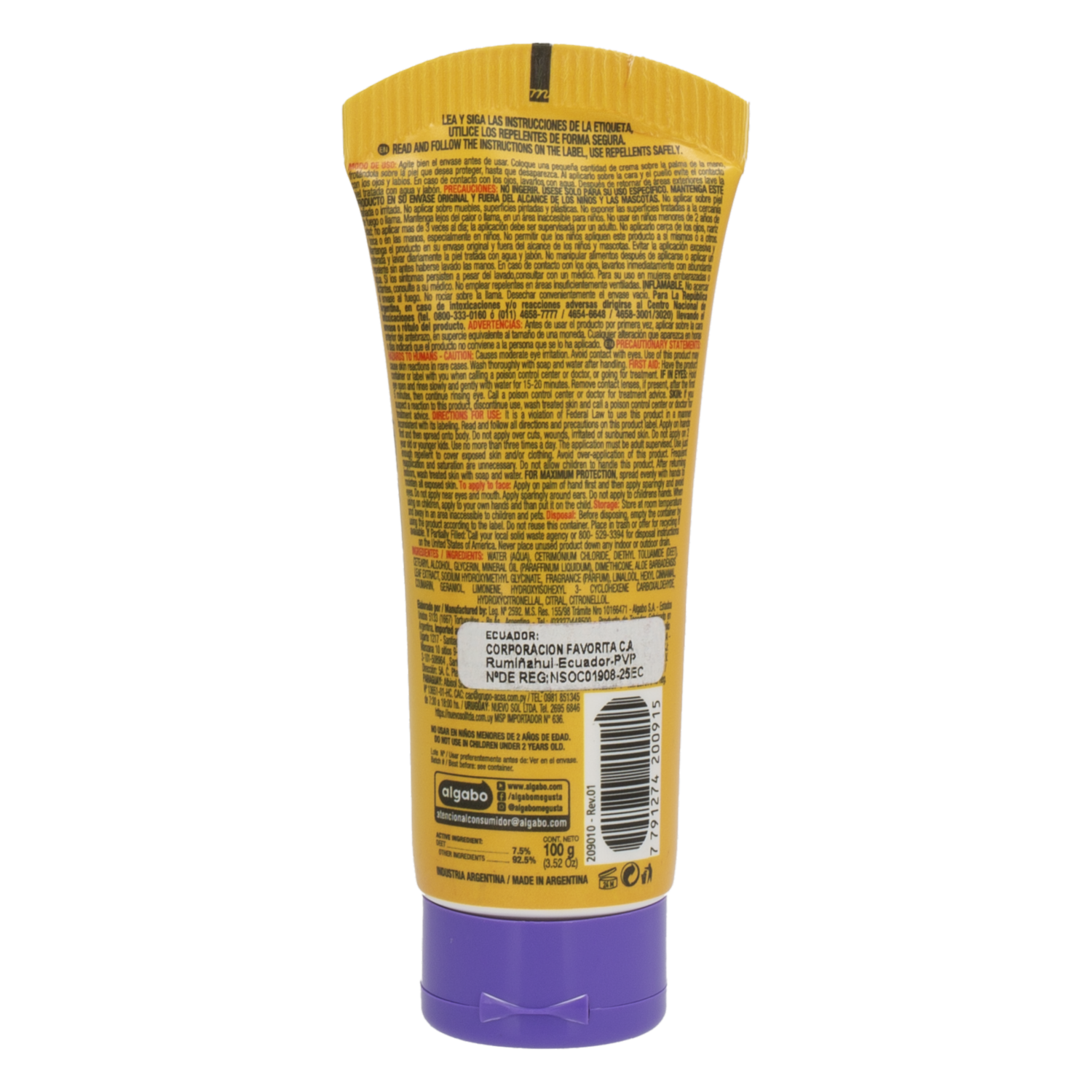 Repelente De Insectos En Crema VAIS 100 Ml