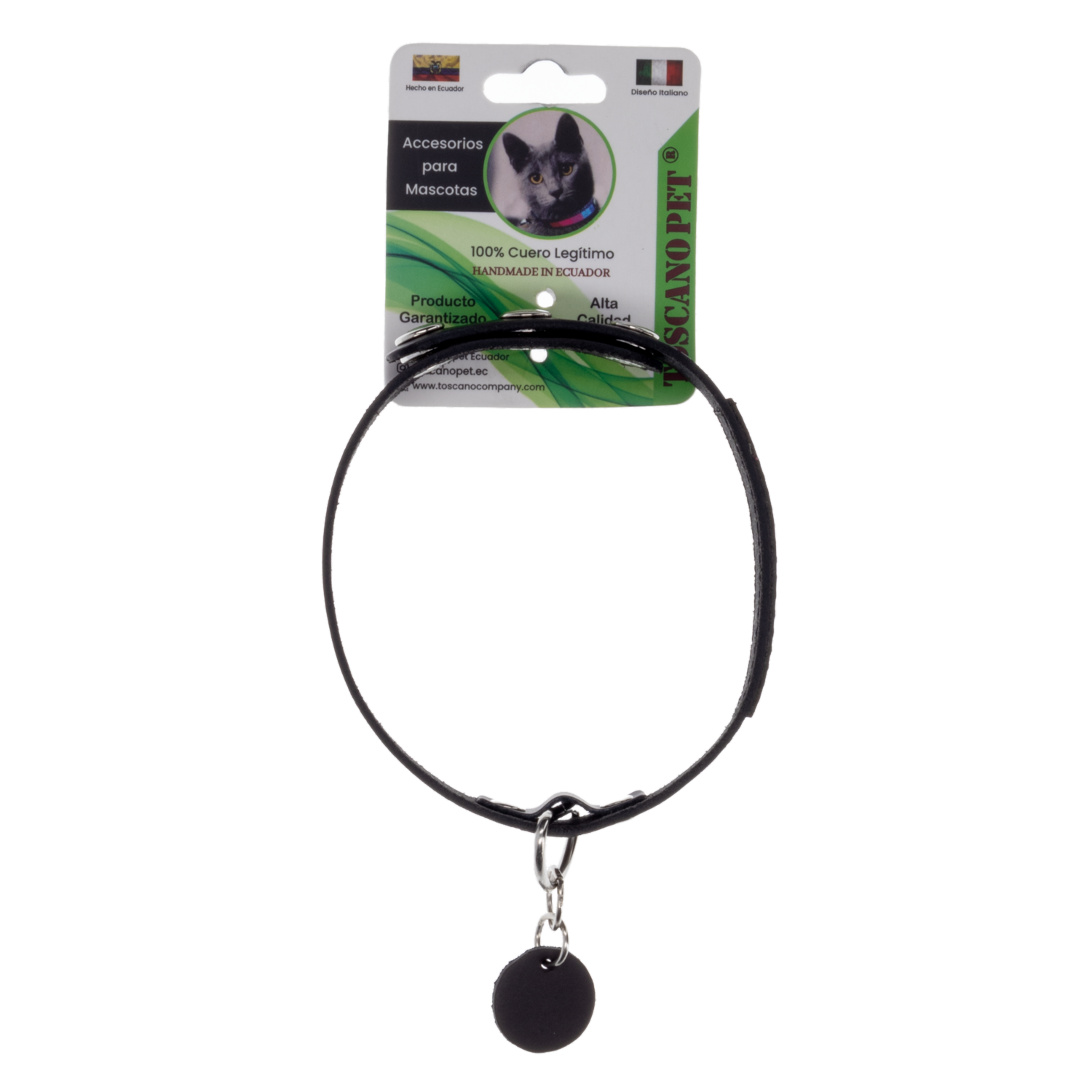 Collar Para Gato De Cuero Diseño Color Fucsia TOSCANO PET 28-32Cm