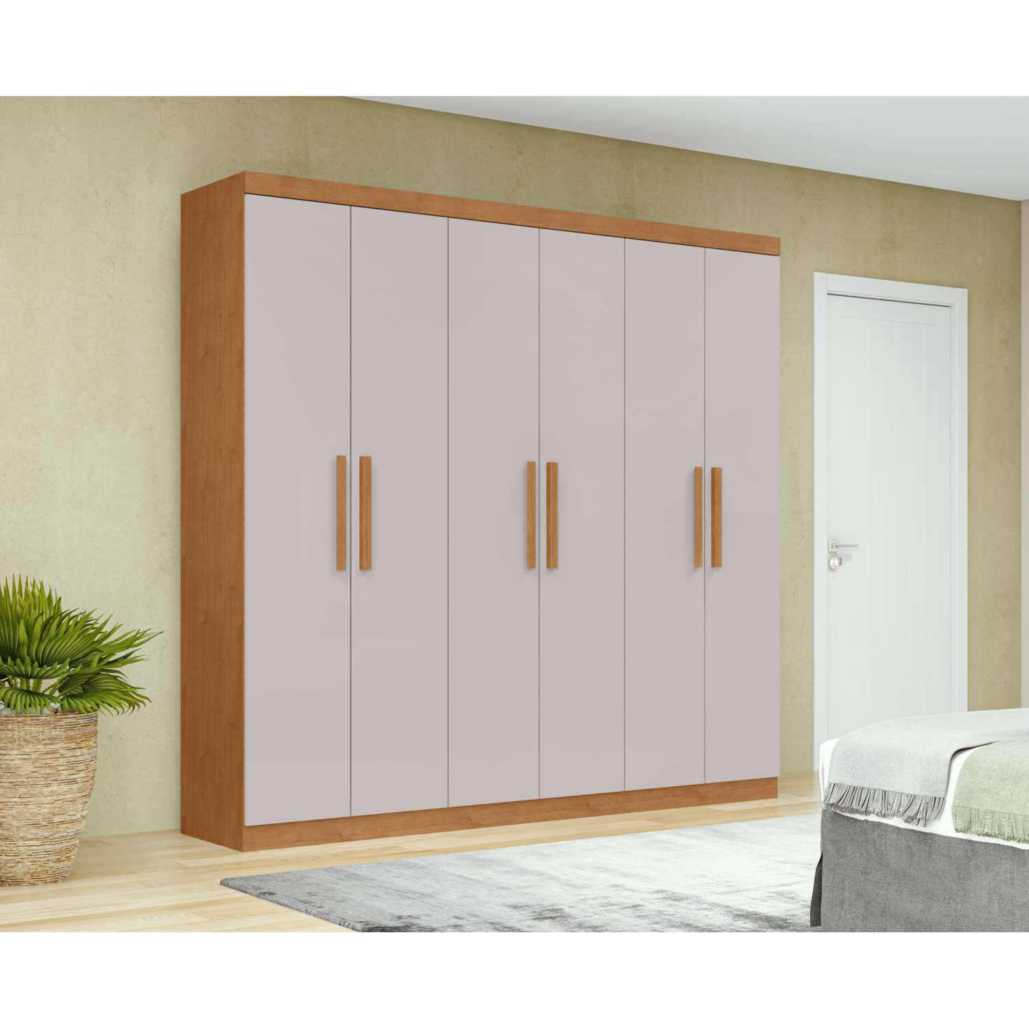Ropero Con 6 Puertas Jazz Almendra Clean LOPAS MDP