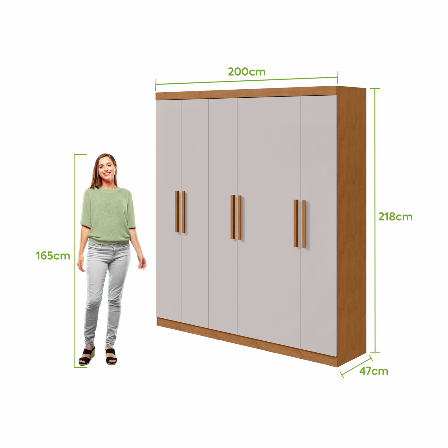 Ropero Con 6 Puertas Jazz Almendra Clean LOPAS MDP
